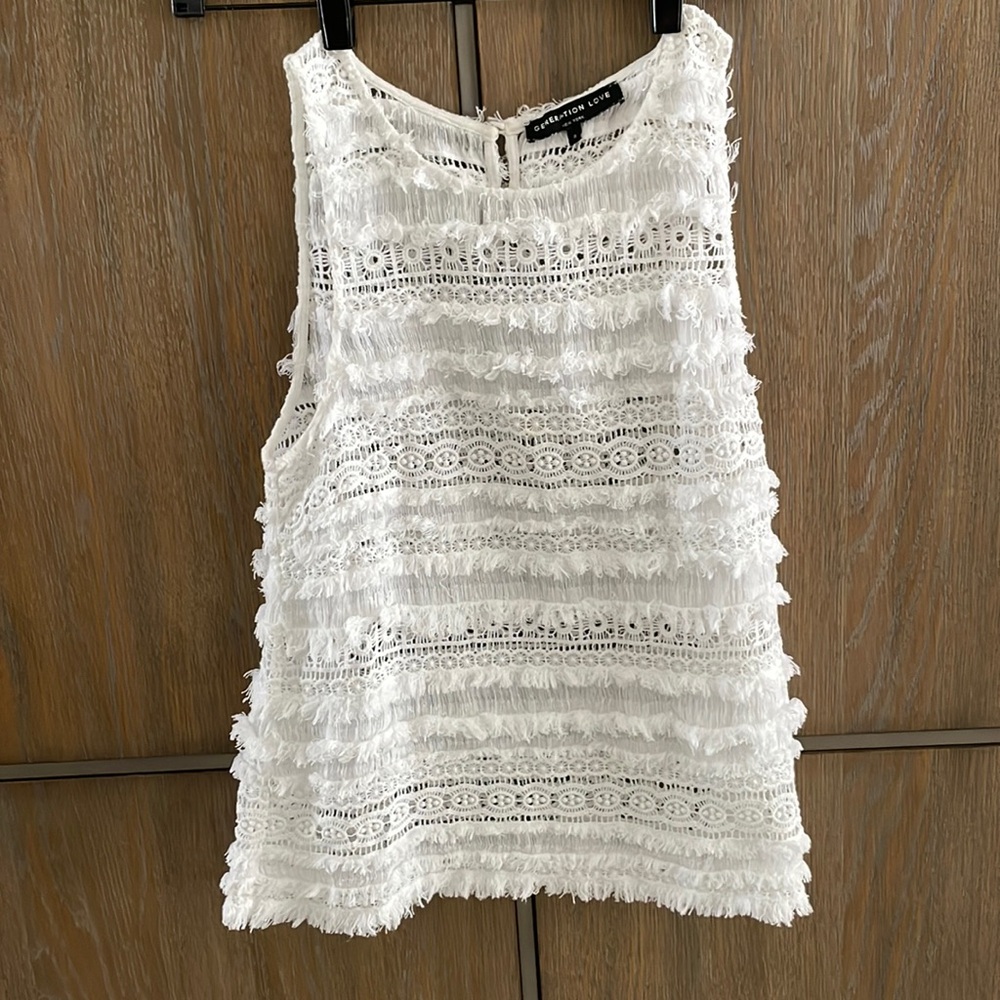 Revolve Generation Love White Lace Cotton Top Size Small